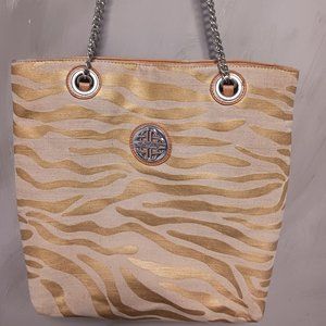 Kate Landry Gold Zebra Woven Tote